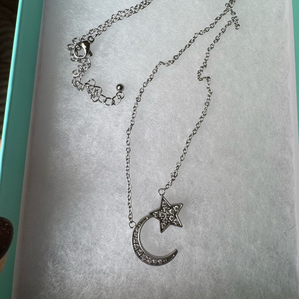 Jbloom Silver Star and Moon Pendant Necklace